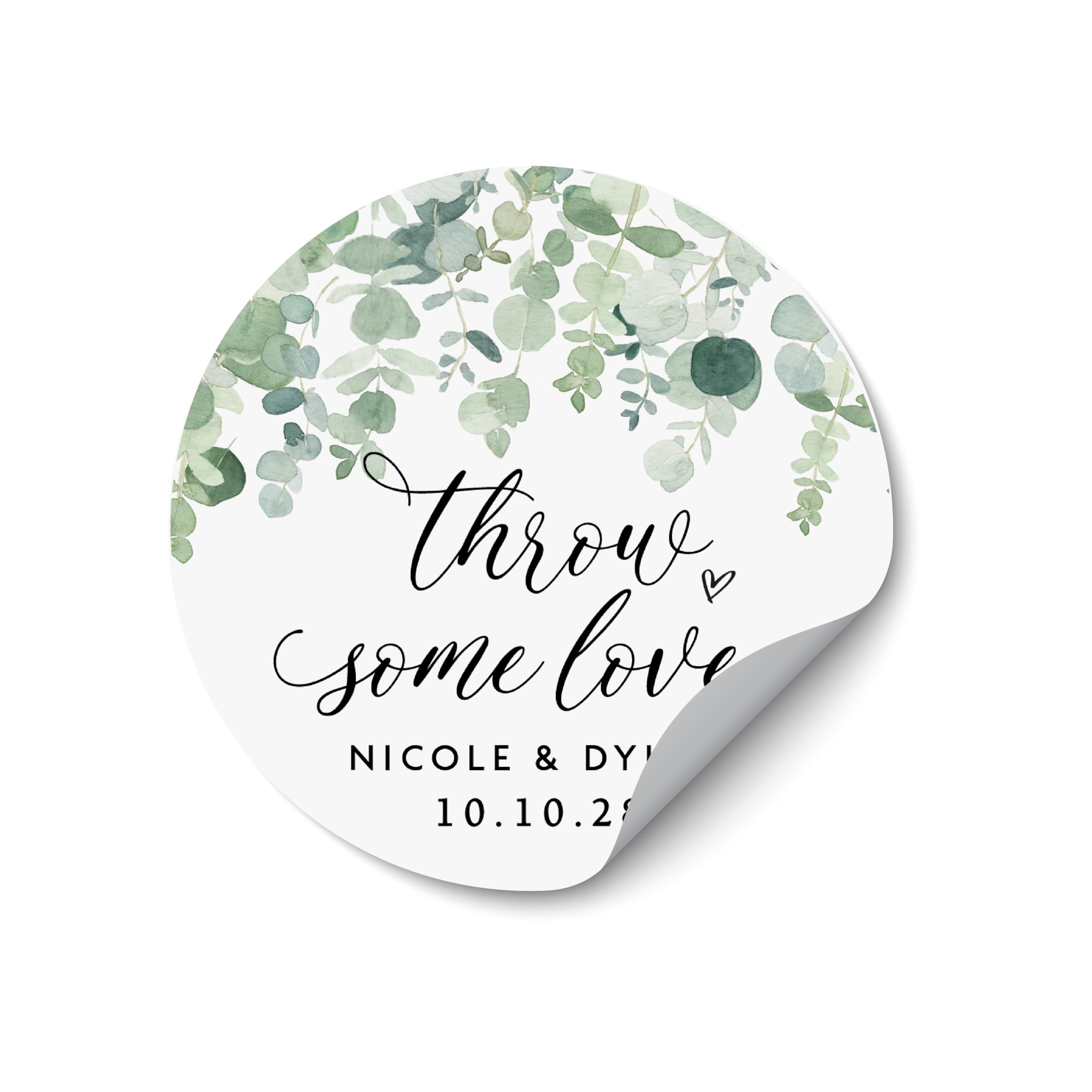 Personalised Throw Some Love Confetti Stickers Wedding Confetti Bag Labels, Round Favour Stickers, Custom Wedding Seals, Wedding Stickers for Bags, Gifts & Celebrations - WC19