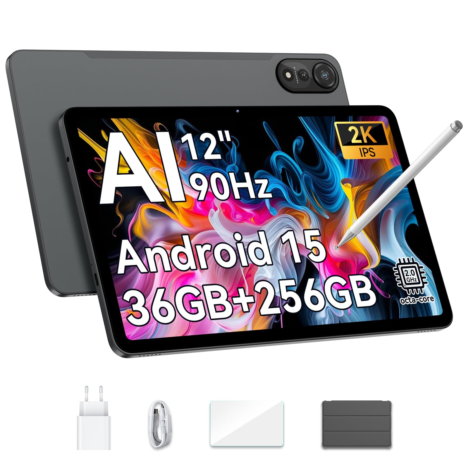 【Android 15 タブレット 12インチ 2K IPS大画面】 Black Amazon.com : Blackview 12 inch Tablet Android 15 Tablets
