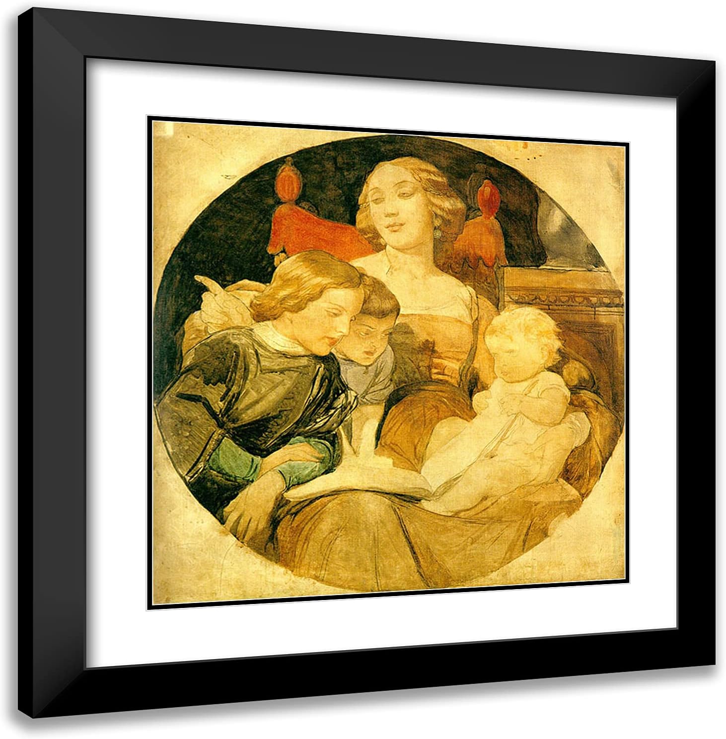 ArtDirect Delaroche, Paul 20x20 Gold Ornate Framed Art Print with Double Matting Titled: A Family Scene