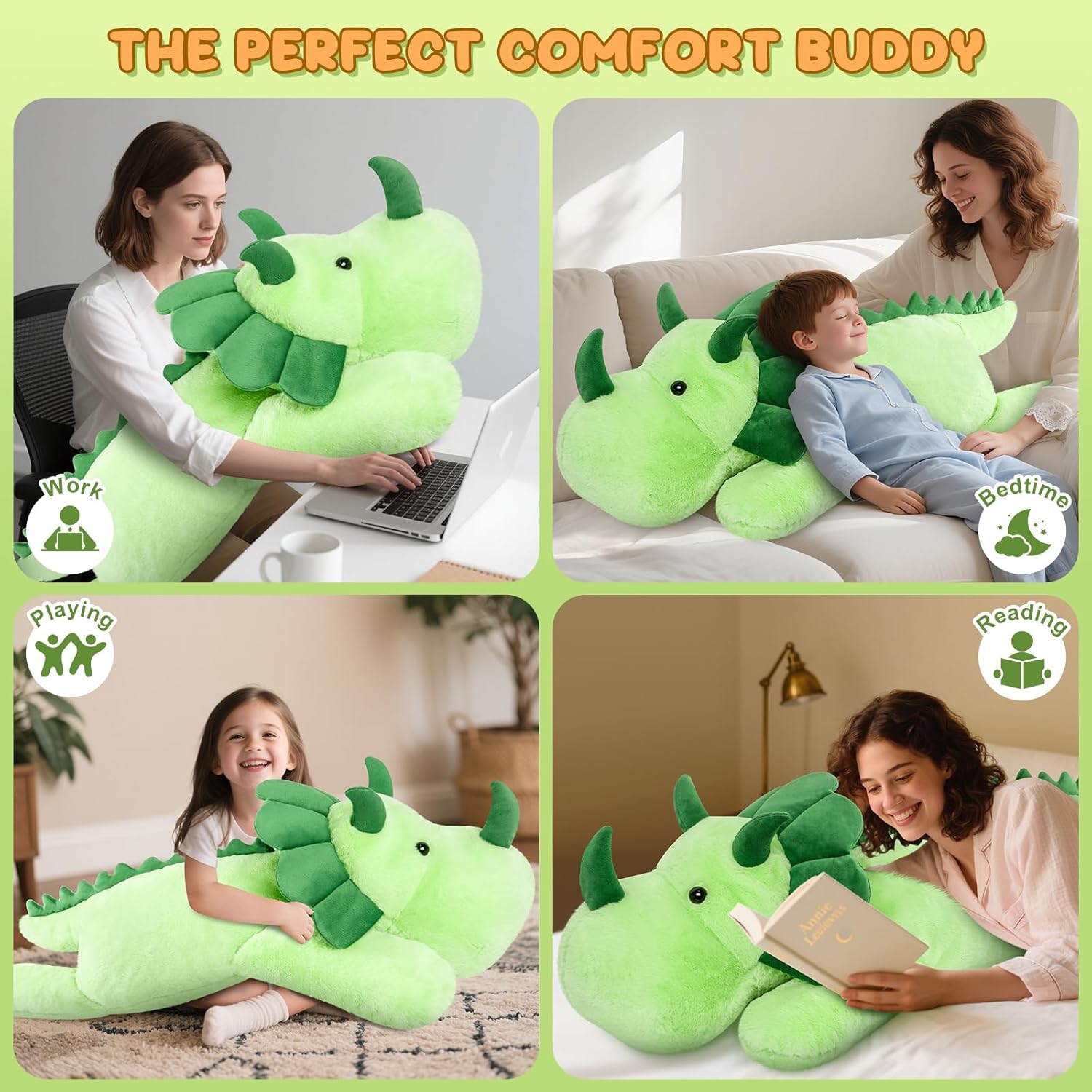 SuzziPals 43 inch Giant Triceratops Plush, Lifelike Giant Dinosaur Stuffed Animal for Stress Relief & Companion, Extra Soft Big Stuffed Animals, Jumbo Dinosaur Plush Toys Gifts for Kids Adults