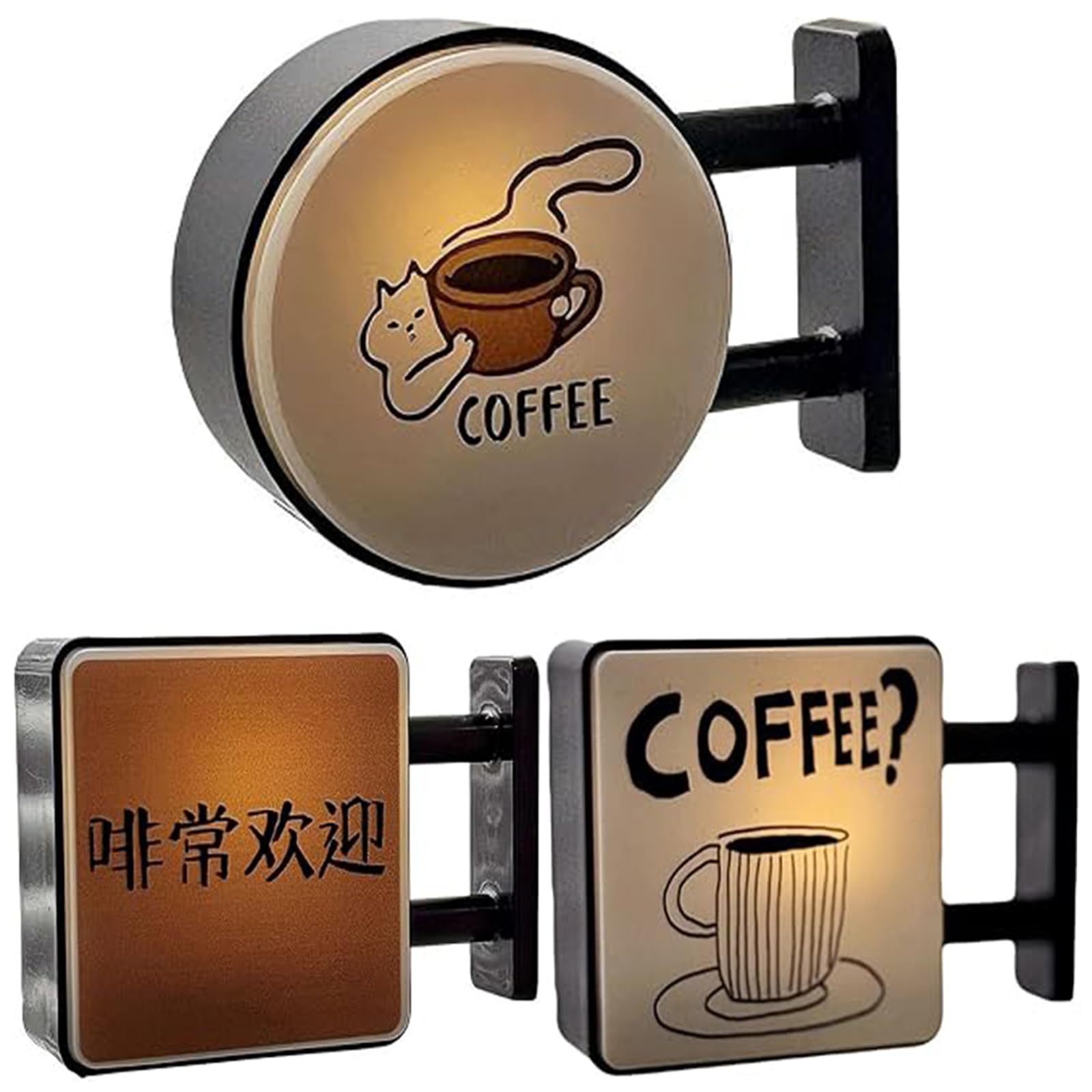 Mini Magnetic Coffee Shop Fridge Decor, LED Neon Sign Magnet，D