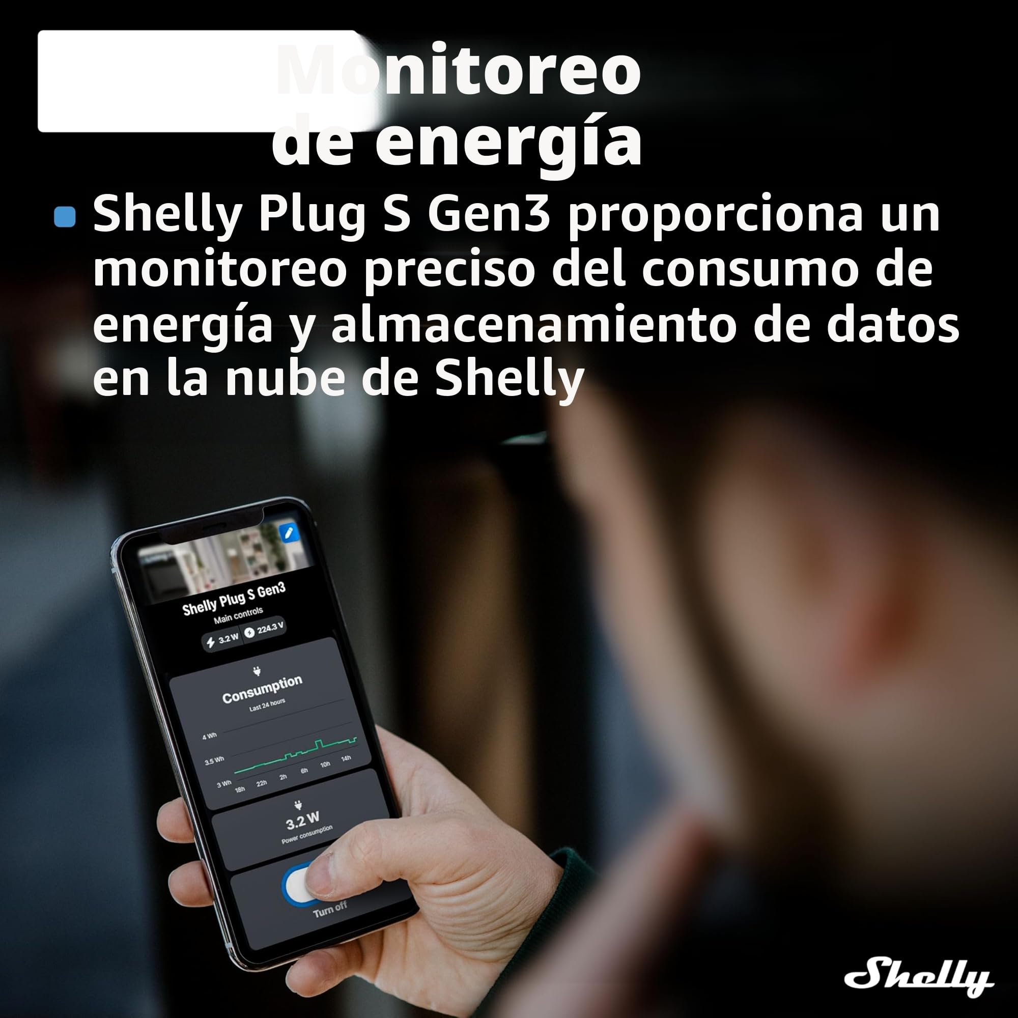 Shelly Plug S MTR Gen3- Blanco, Enchufe Inteligente Wi-Fi con Matter, Con Medidor de Consumo y Indicador LED, Control Remoto por App y por Voz, Alexa, Google Home,SmartThings