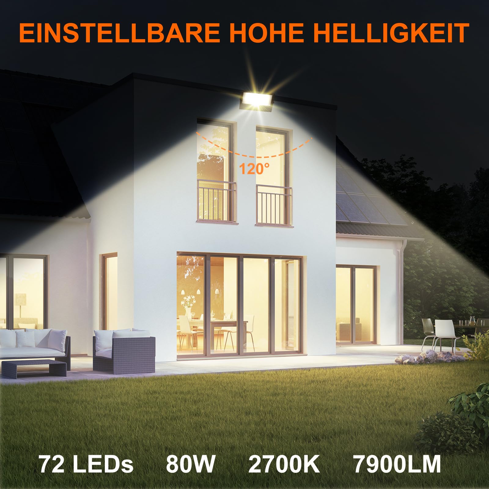 DUSKTEC LED Strahler Außen RGB, Außenstrahler Bunt 80W Smart, Flutlicht Dimmbar Warmweiß Innen, Flutlichtstrahler Outdoor Bluetooth mit Stecker Farbwechsel, Baumstrahler IP66 Wasserdicht für Garten