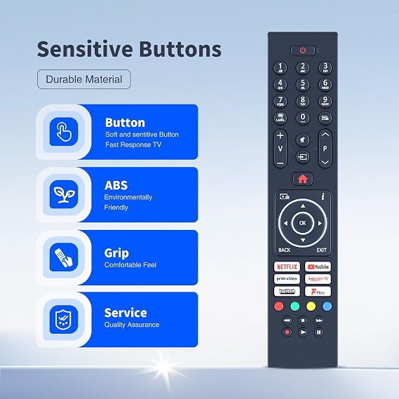 RC45137P TV Remote Control Replacement Compatible with Logik/Nordmende/Techwood/Luxor LUX0143010 LUX0165005/01 L32SHE22 ARTX55UHD 65AO11UHD Smart HD HDR LEDs