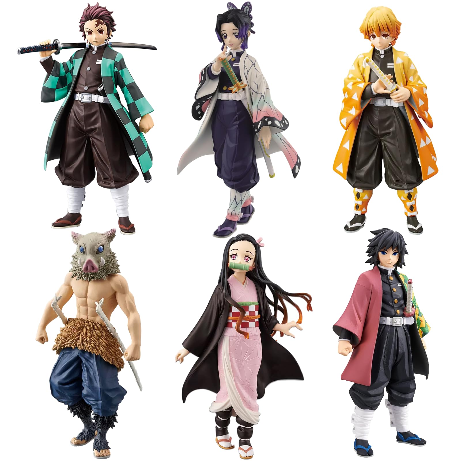 HLDMYYXGS Demon Anime Figures Set, 6.8in Slayer Characters for Anime Fans and Kids (6PCS)