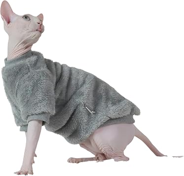 Sphynx Cat Clothes Double-Side Velvet Soft and Warm Hairless Cat Clothes Cat Apparel for Cornish Rex, Devon Rex, Peterbald,Knnis,Abbey Cat XS