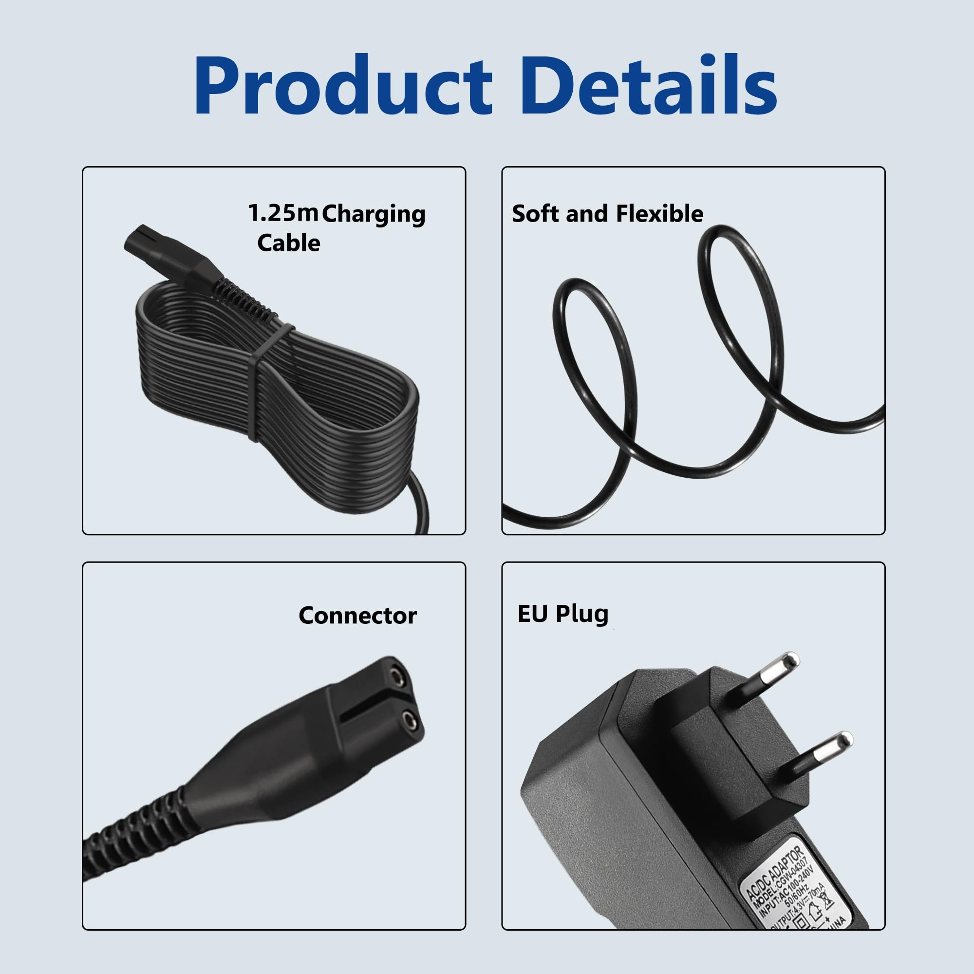 Xahpower Caricatore per Philips Oneblade QP2520, 4.3V Alimentatore Caricabatterie per BT3206 MG3740 MG3730 MG3710 MG5720 MG5730 QP2620 Modello Caricatore A00390