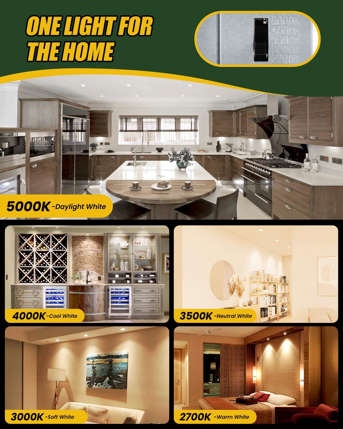 ZYC Gimbal LED Recessed Lighting - 6 Inch 5CCT 12W 360° Rotation Adjustable Eyeball Light,LED Swivel Spotlight,Directional Sloped Ceiling Light,Dimmable Canless Wafer Downlight Pack of 6 White.