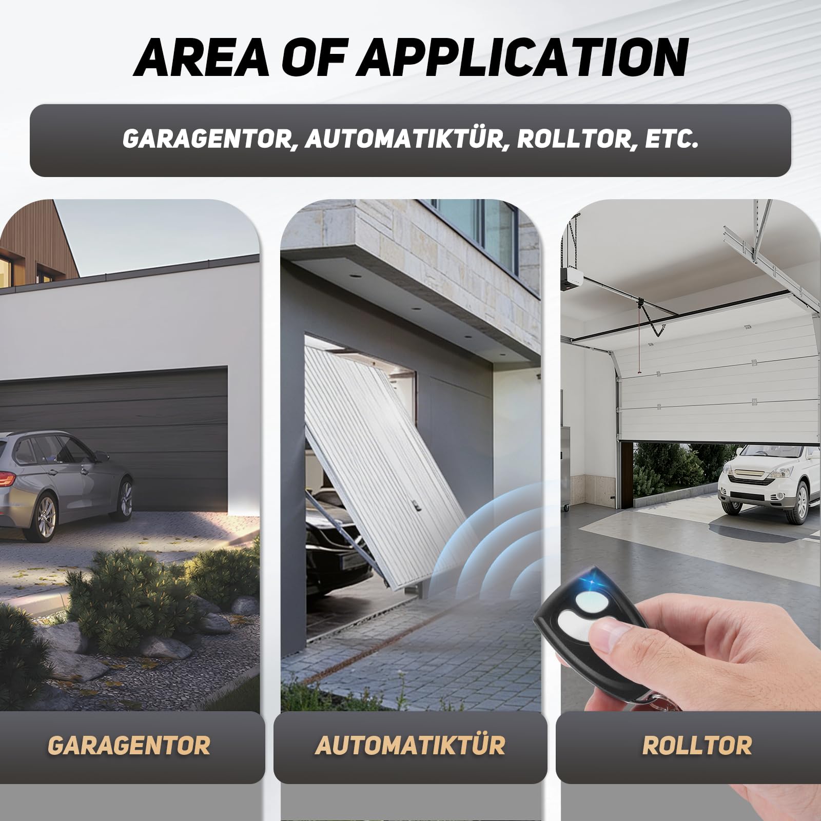 Lot de 3 télécommandes pour porte de garage - 433,9 MHz - 4 canaux - Compatible avec les moteurs de porte de garage Classic et Premium smart & RolloPort S1, S2, SX5 DuoFern- Portée : environ 30 m