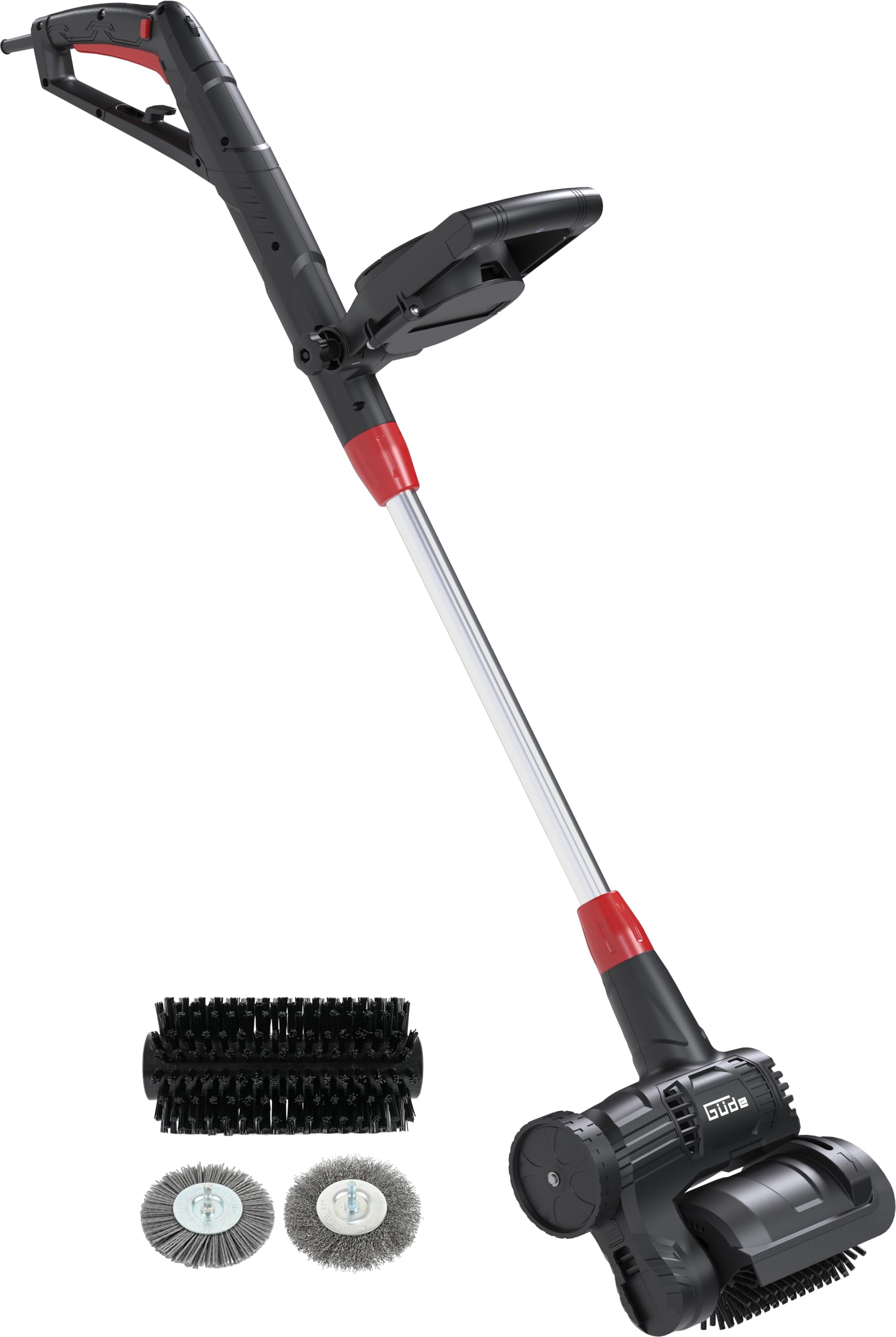 Güde GUB 160-500 - Cepillo eléctrico universal (230 V, 500 W, 600 a 1200 revoluciones por minuto, mango telescópico de 110 a 130 centímetros, con cepillos para juntas, terrazas y suciedad pesada)