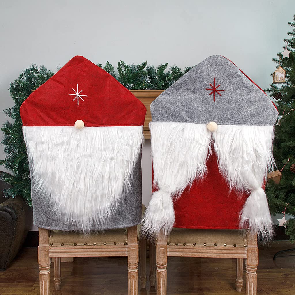 JOKOTI Christmas Chair Santa Back Covers Slipcover for Dining Room Hotel Banquet Home Party Supplies