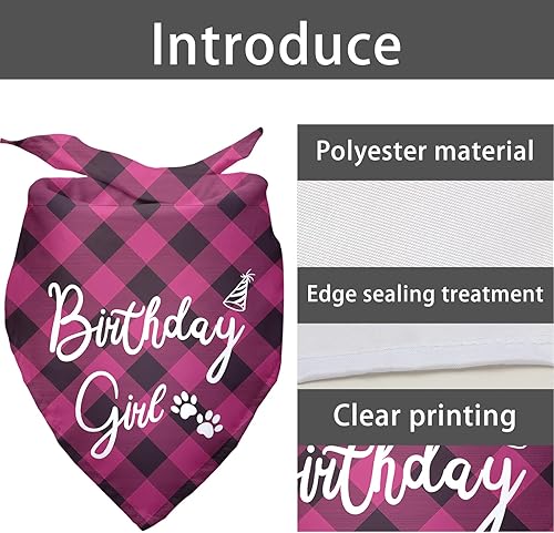 Miniatura 5 de Pañuelos de cumpleaños para niña, para perro, cumpleaños, niña, feliz cumpleaños, bandana para niñas, accesorios de fotos, suministros de cumpleaños