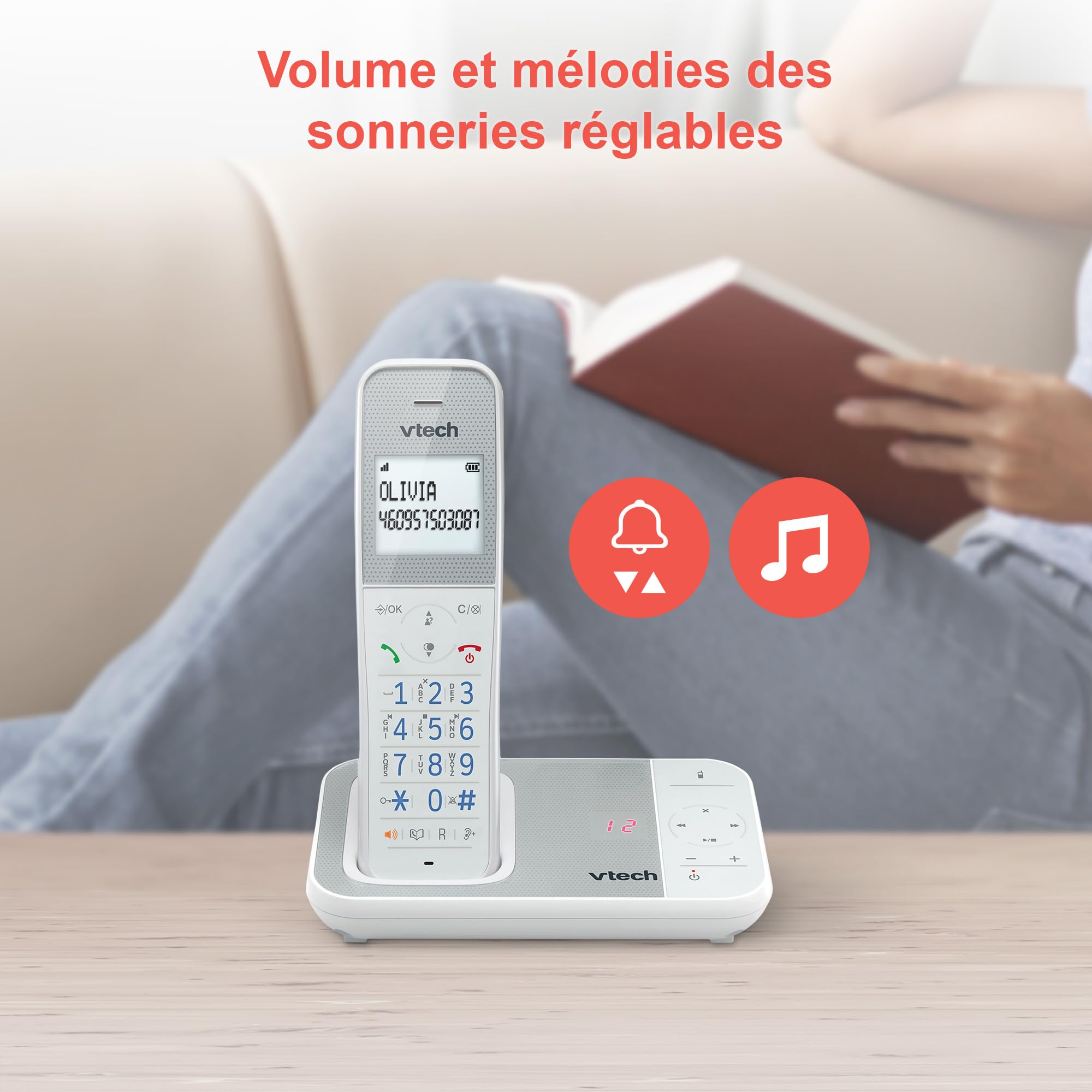 VTech XS1050 Schnurlostelefon mit Anrufbeantworter, schnurloses DECT-Telefon, Anruferkennung/Anruffunktion, Lautstärkeregler, Freisprechfunktion, Anrufschutz