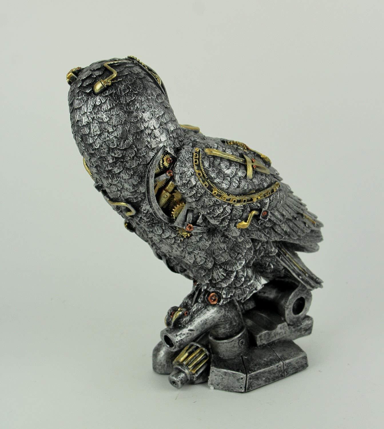 Everspring Metallic Silver and Gold Gothic Steampunk Owl Statue