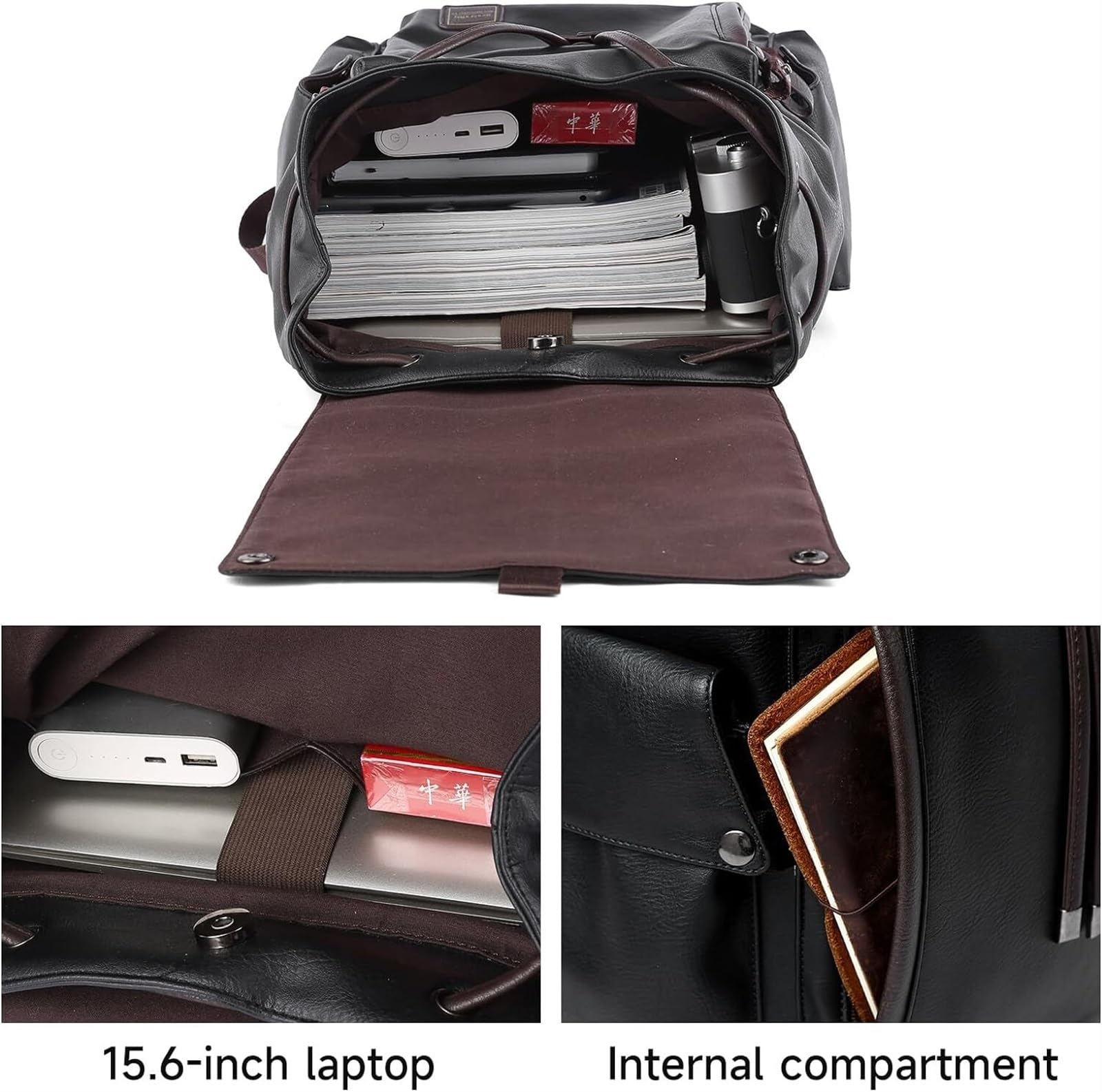 Mochila informal Mochila De Cuero Para Ordenador Portátil De 17,3 Pulgadas, Bolso Escolar Para Hombre, Bolso Grande, Resistente Al Agua, Trabajo, Universidad para Viaje Negocio Universidad