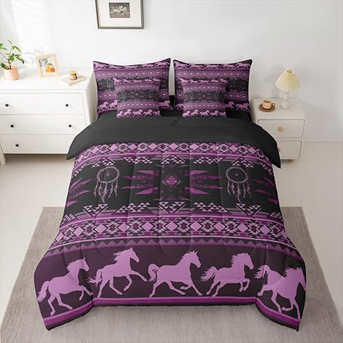 jejeloiu Boho Comforter Set with Sheets Full Size Southwestern Native Aztec Bed 