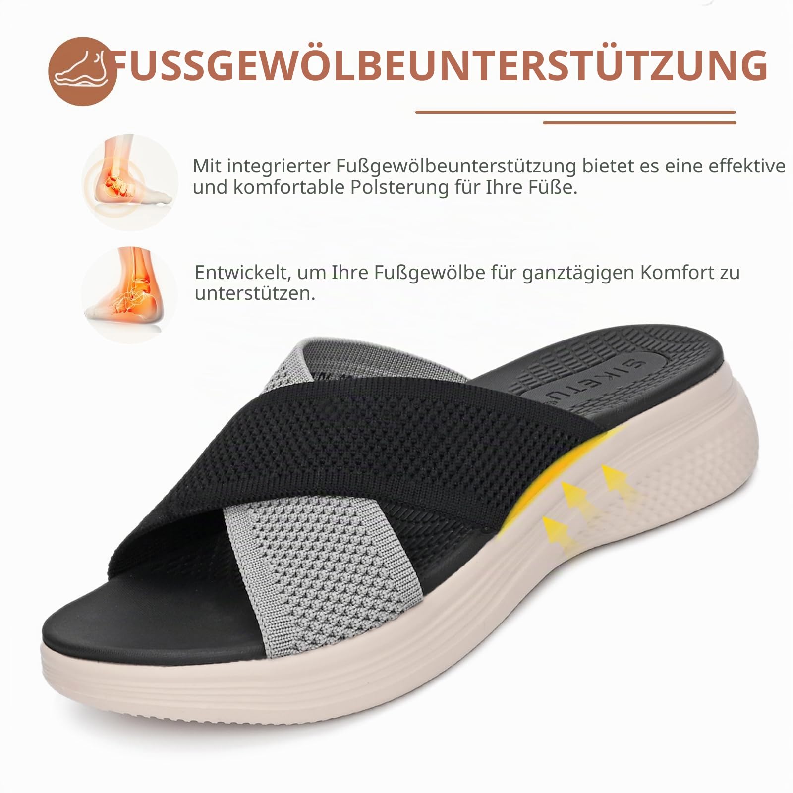 Sandalen Slides Damen Sommer Bequem Leichte Pantoletten Gr.36-42 | Orthopädische,Hausschuhe Frauen,Sandale,Weiches Fussbett,Summer Slippers,Rutschfest,Offen Latschen