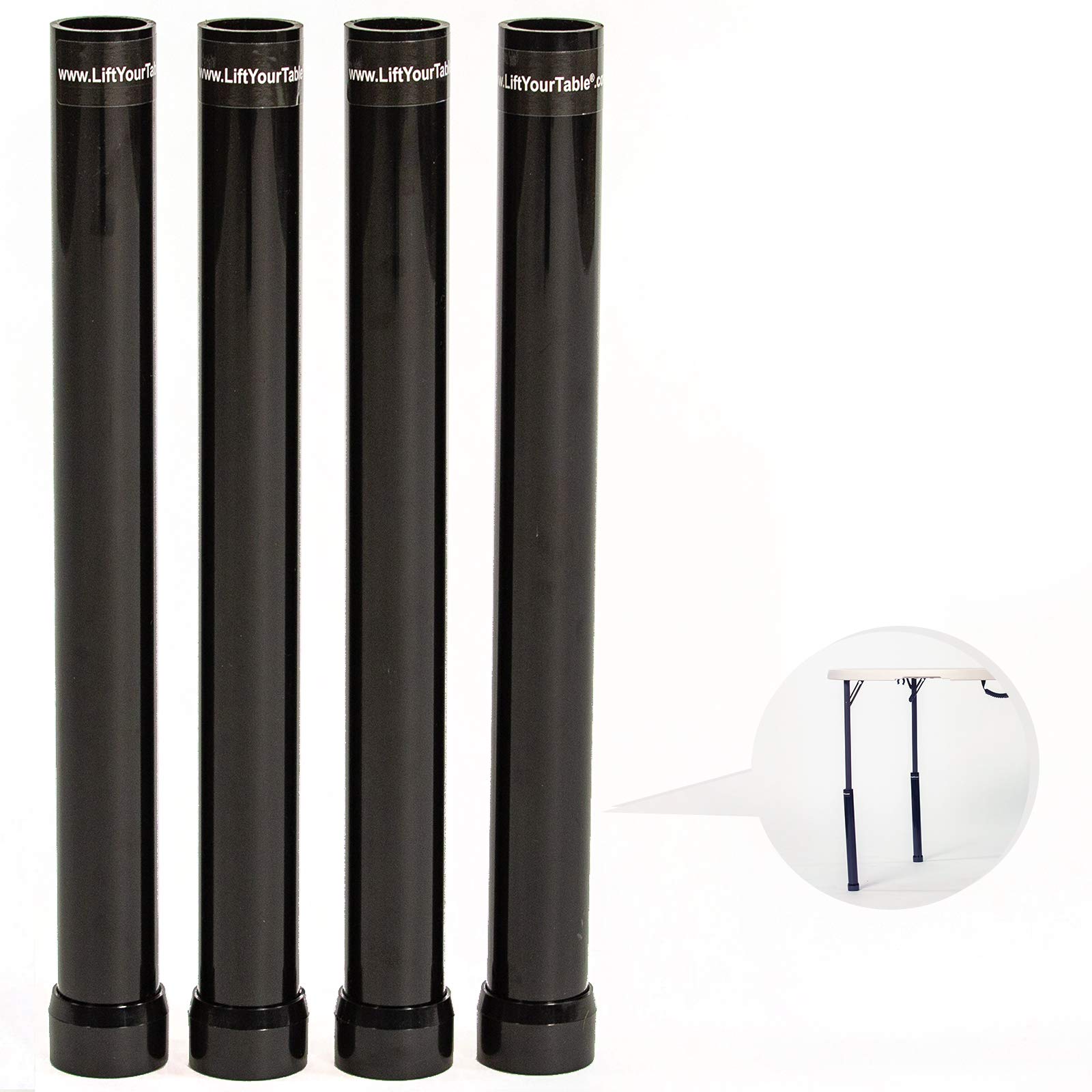Lift Your Table Leg Extensions - for Use with Straight Leg Folding Tables – Raises Table Up to Kitchen Counter Height, Hard Repositionable Foot