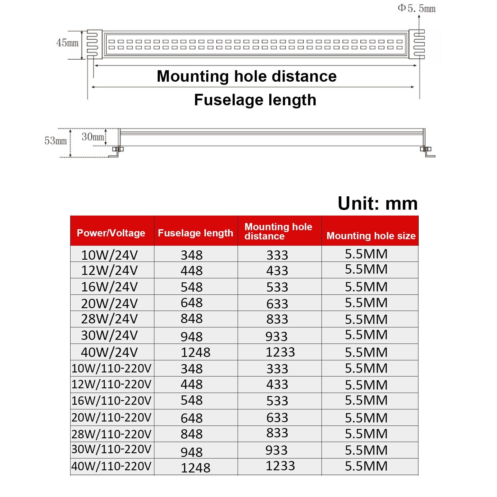 Odporne na wybuchy LED Tube Light Wodoodporne lampy sprzętowe, z regulowaną podstawą, 24 V / 110 do 220 V przemysłowa wodoodporna lampa narzędziowa do frezowania oświetlenia (rozmiar: 30W-110/220V)