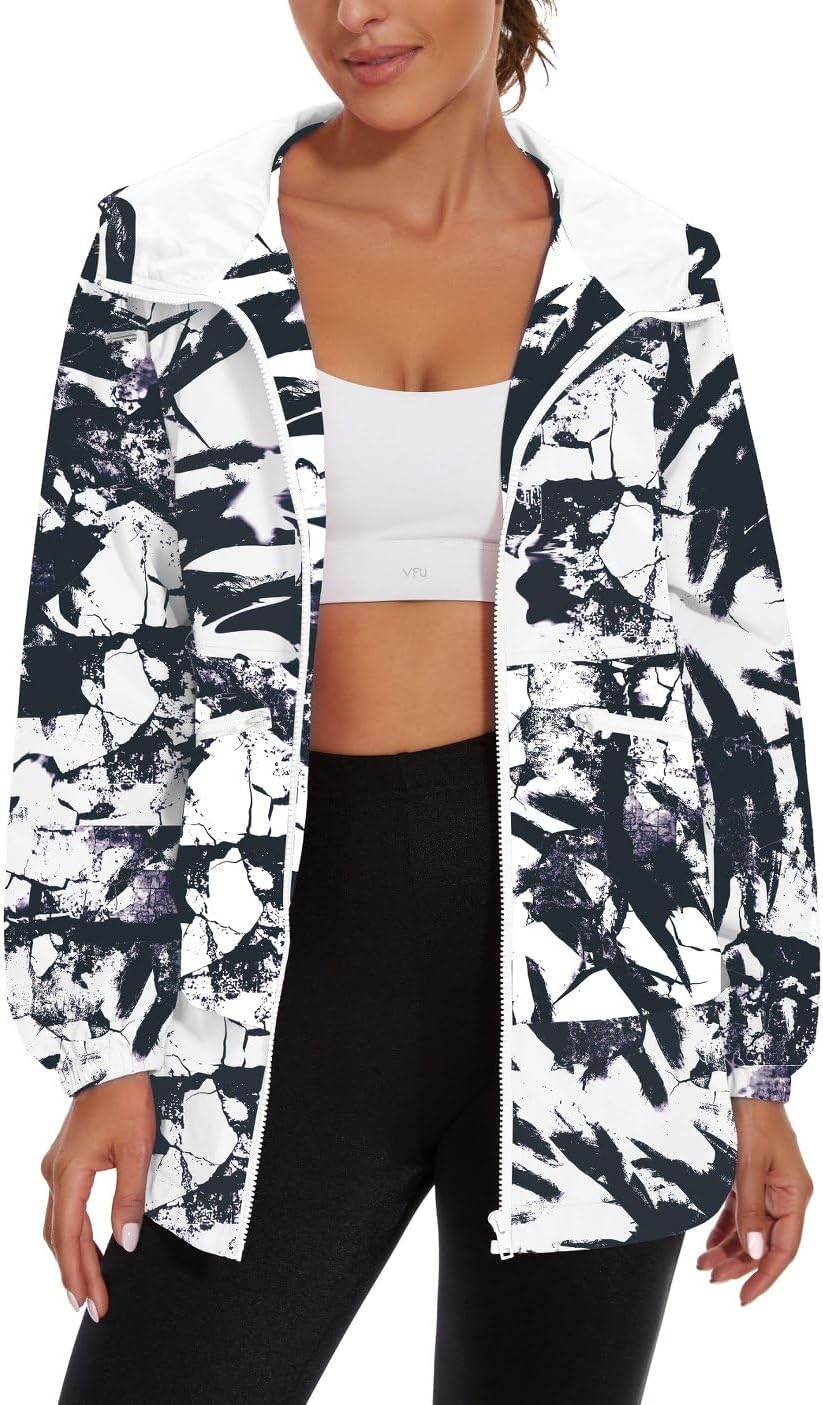 PESION Womens Waterproof Raincoat Lightweight Rain Jacket Trench Coat Hooded Windbreaker With Pockets for Outdoor - Image 2