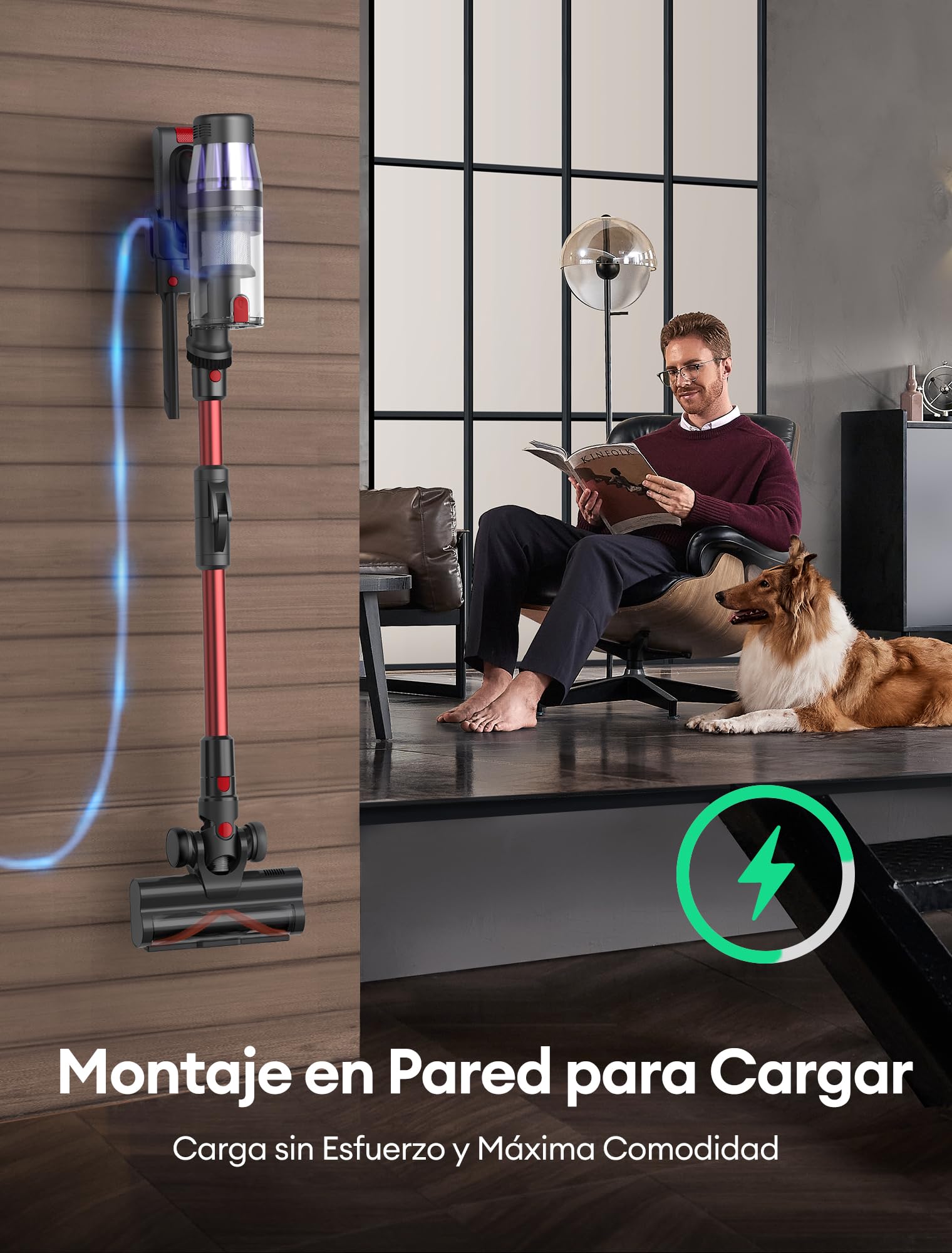 Ultenic Aspiradora sin Cable 55Kpa/60Min, Pantalla LED Muestra Batería Restante en Minutos, Escoba Aspiradora Antienredo con Tubo Articulado, Limpia el Fondo de los Muebles sin Agacharse