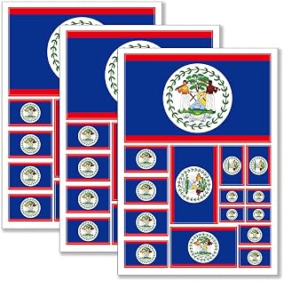 QQSD Belize Flag Sticker Belizean Decal in Multiple Sizes, 3 Pack, 11.7 x 8.3 Inches
