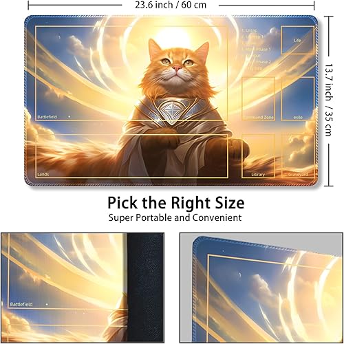 Miniatura 8 de Tapete de juego para MTG, con bolsas de almacenamiento gratis, tapete de juego de 24 x 14 pulgadas, TCG y tapete de juego de mesa para tarjetas,