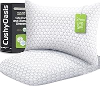 CushyOasis Shredded Memory Foam Cooling Pillows Set of 2 - Adjustable Queen Size for Side Back Stomach Sleepers, Grey