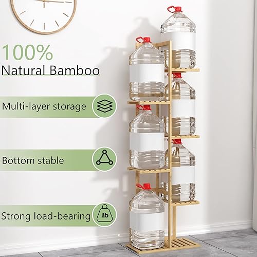 Miniatura 23 de Laiensia Estante de bambú para plantas de 6 niveles, estante de múltiples soportes, estantes de exhibición de macetas interiores y exteriores
