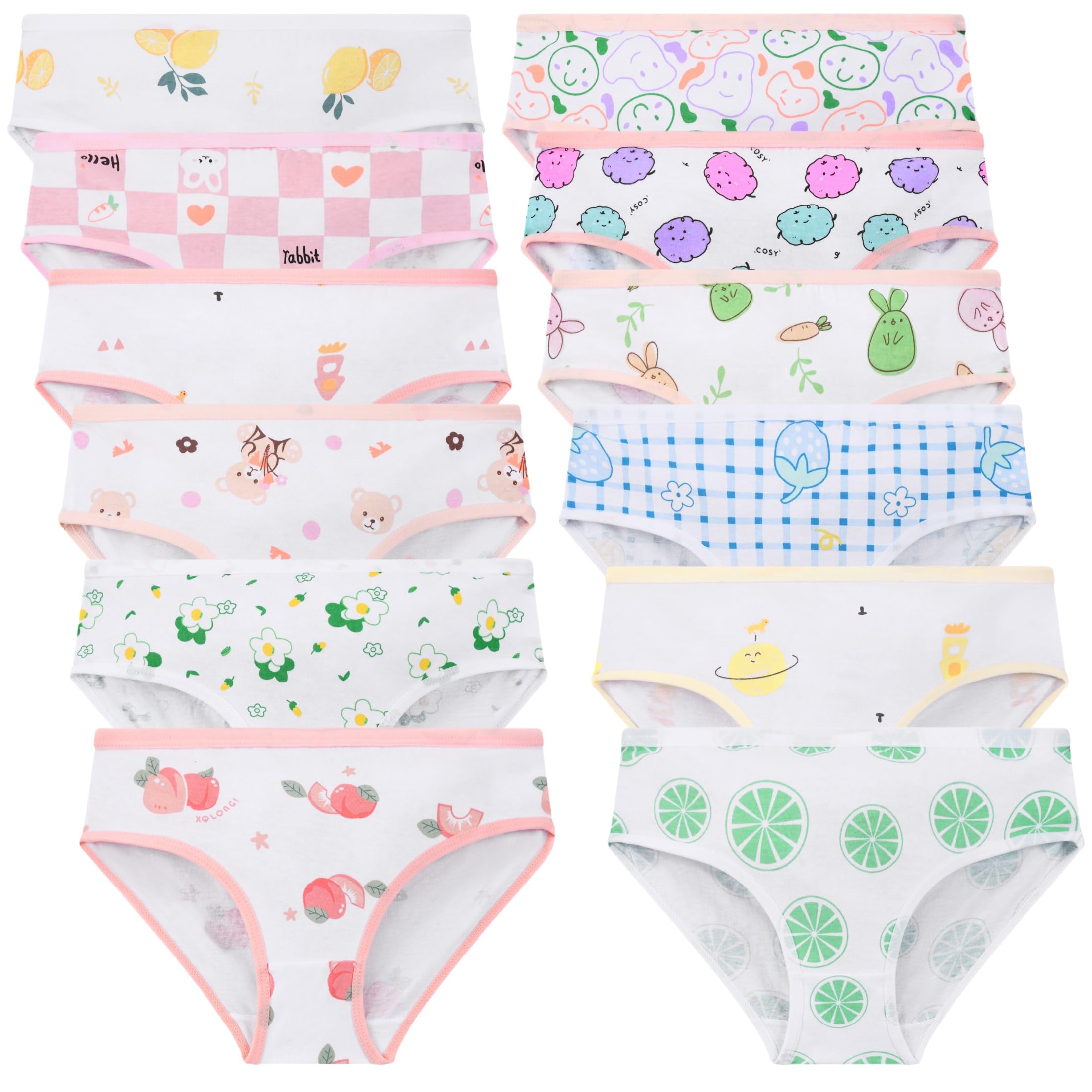 Girls Underwear 12 Pack Soft Kids Briefs Cotton Comfortable Panites