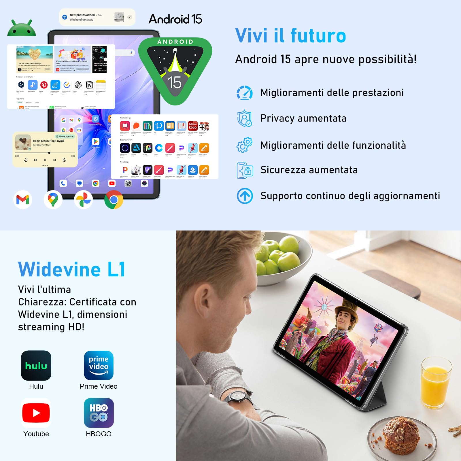 Blackview Tab60 Tablet 10 Pollici Android 15 12GB+128GB Octa-core WiFi 6 5100mAh