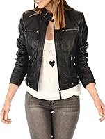 Vista 1 de Chaqueta Biker Moto Piel Cordero Mujer