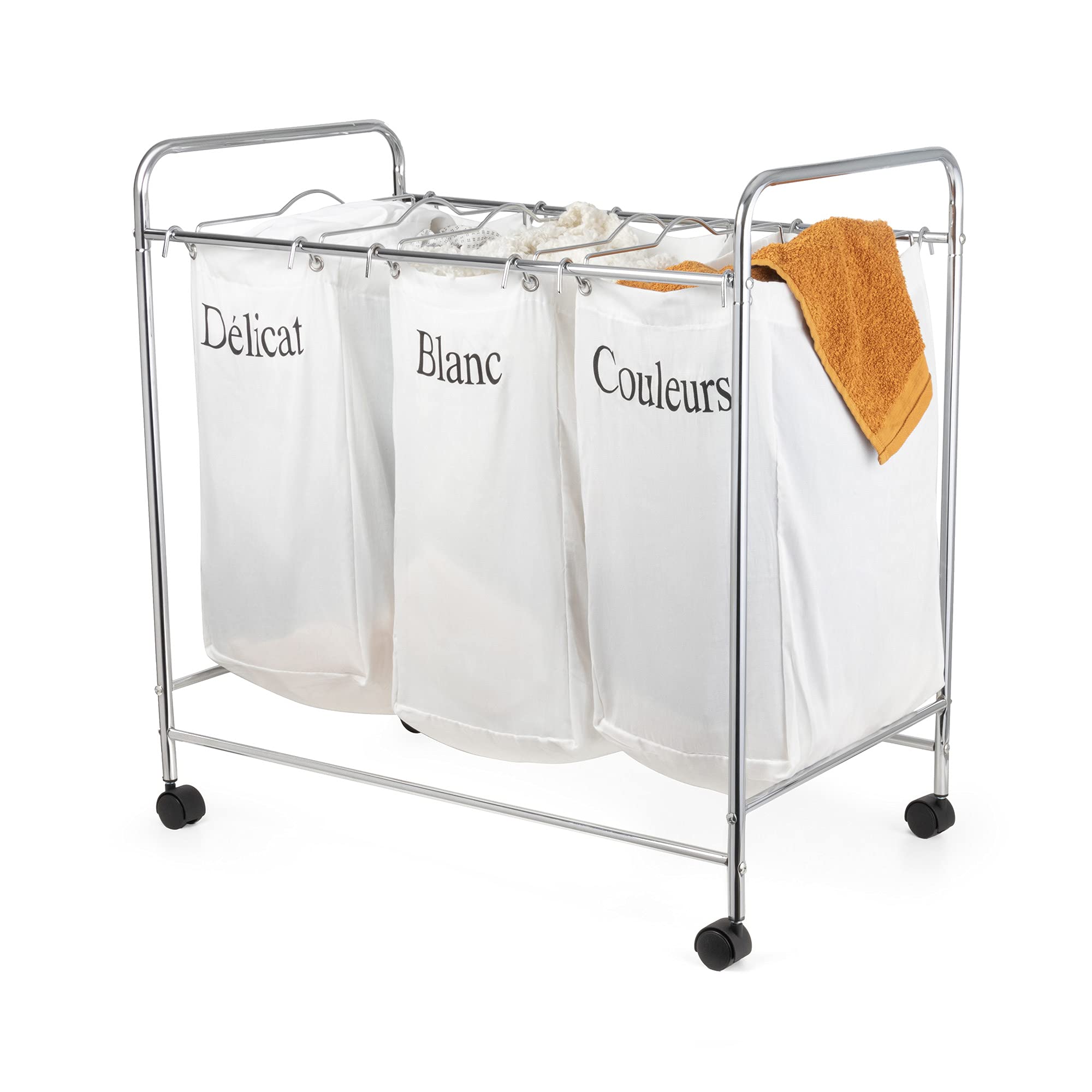 Compactor Nature Triple Wäschekorb Life Kollektion - XL Größe - Weiß - 74x45,5x75 cm