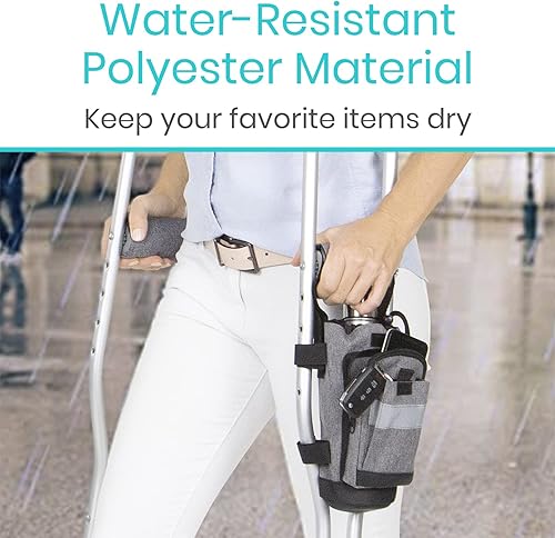 Miniatura 4 de Vive Bolsa de accesorios para muletas y cojines de agarre de mano, bolsa premium resistente al agua para muletas, con soporte para bebidas, 3