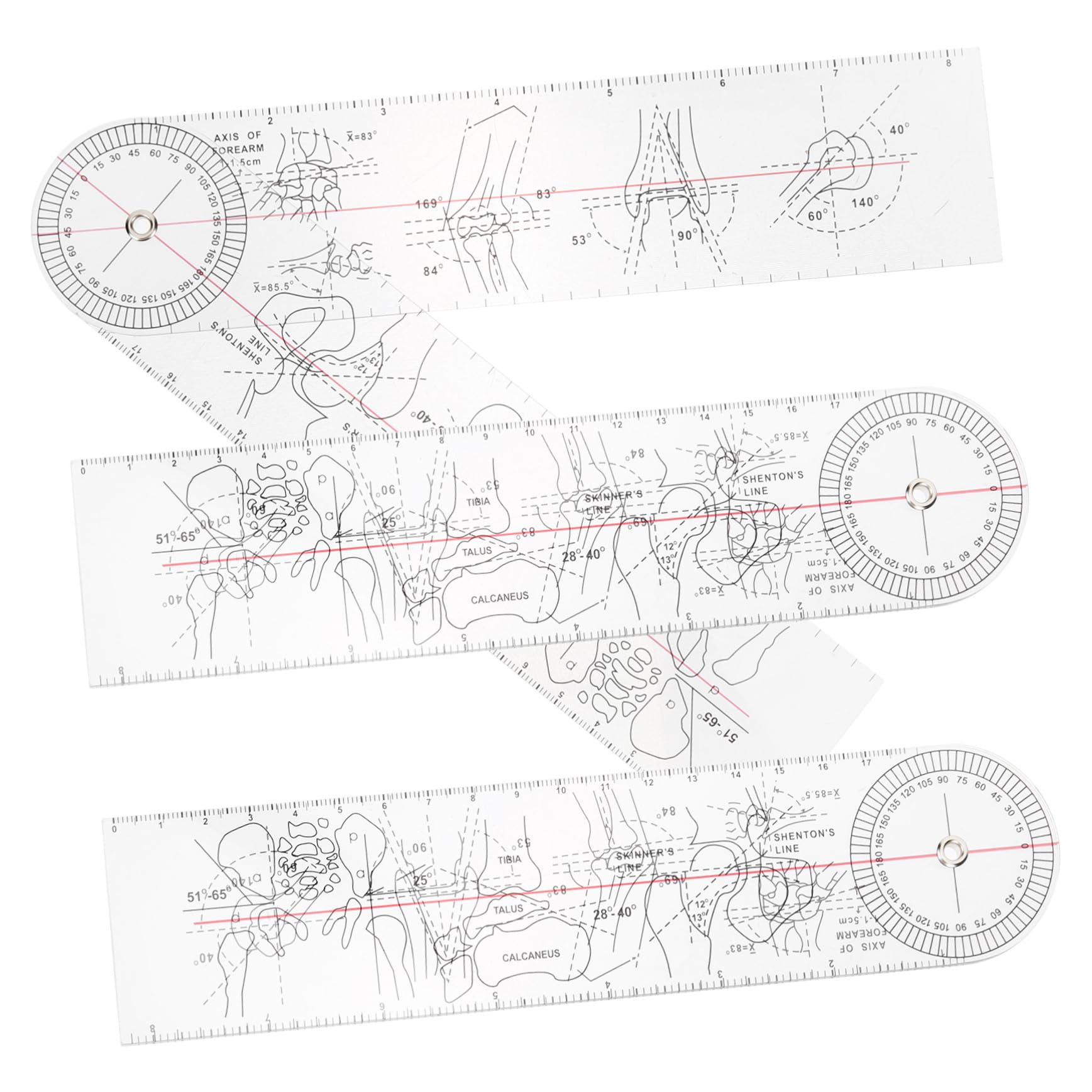 KALLORY 3Pcs Portable Goniometer Protractor Transparent Angle Ruler for Medical Use for Measuring Joint Mobility Elbows Knees and Fingers Accurate and Lightweight