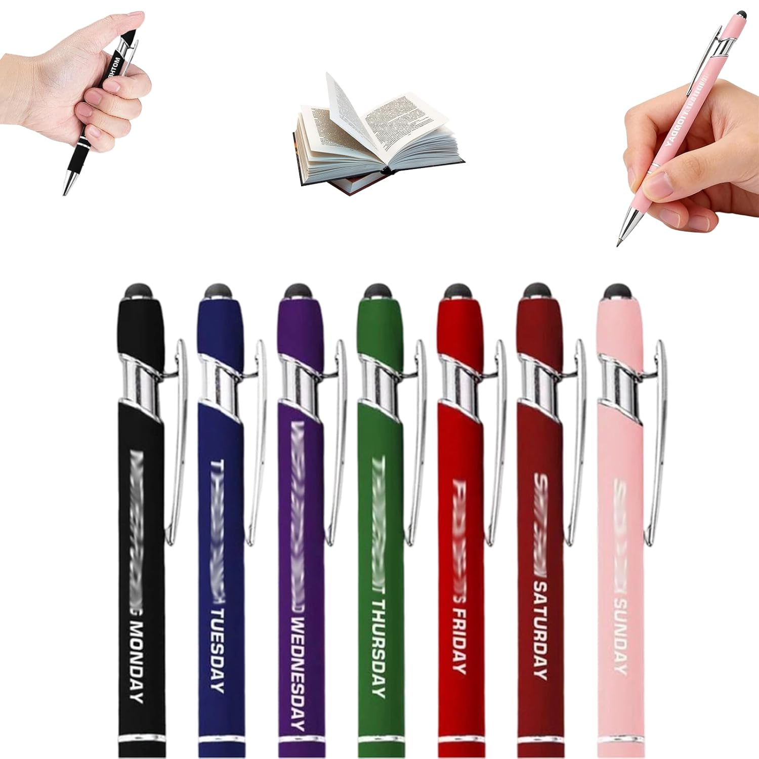 UBIETY Funny Daily Quotes Pen 7 Day Metal Pen Set Funny Stress-Relief Daily Quotes Metal Ballpoint Pens Set
