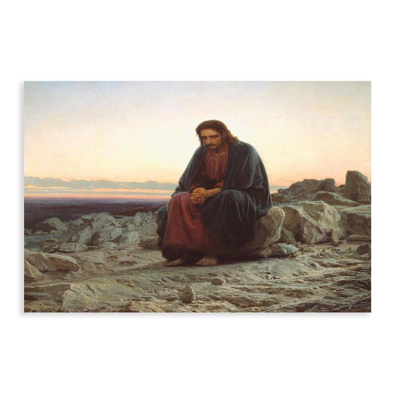 Ivan Nikolaevich Kramskoi - Póster de Cristo en el desierto desierto para dormitorio, lienzo decorativo impreso, arte de pared, oficina, habitación, decoración estética, regalo, sin marco, 20 x 30 i