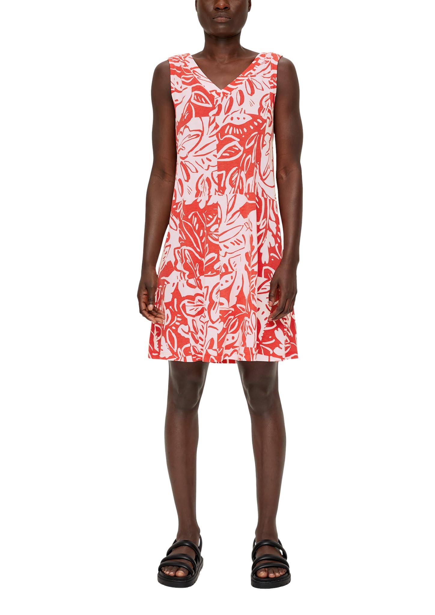 s.Oliver Women's Short Dress, Orange|White 25a0, 10
