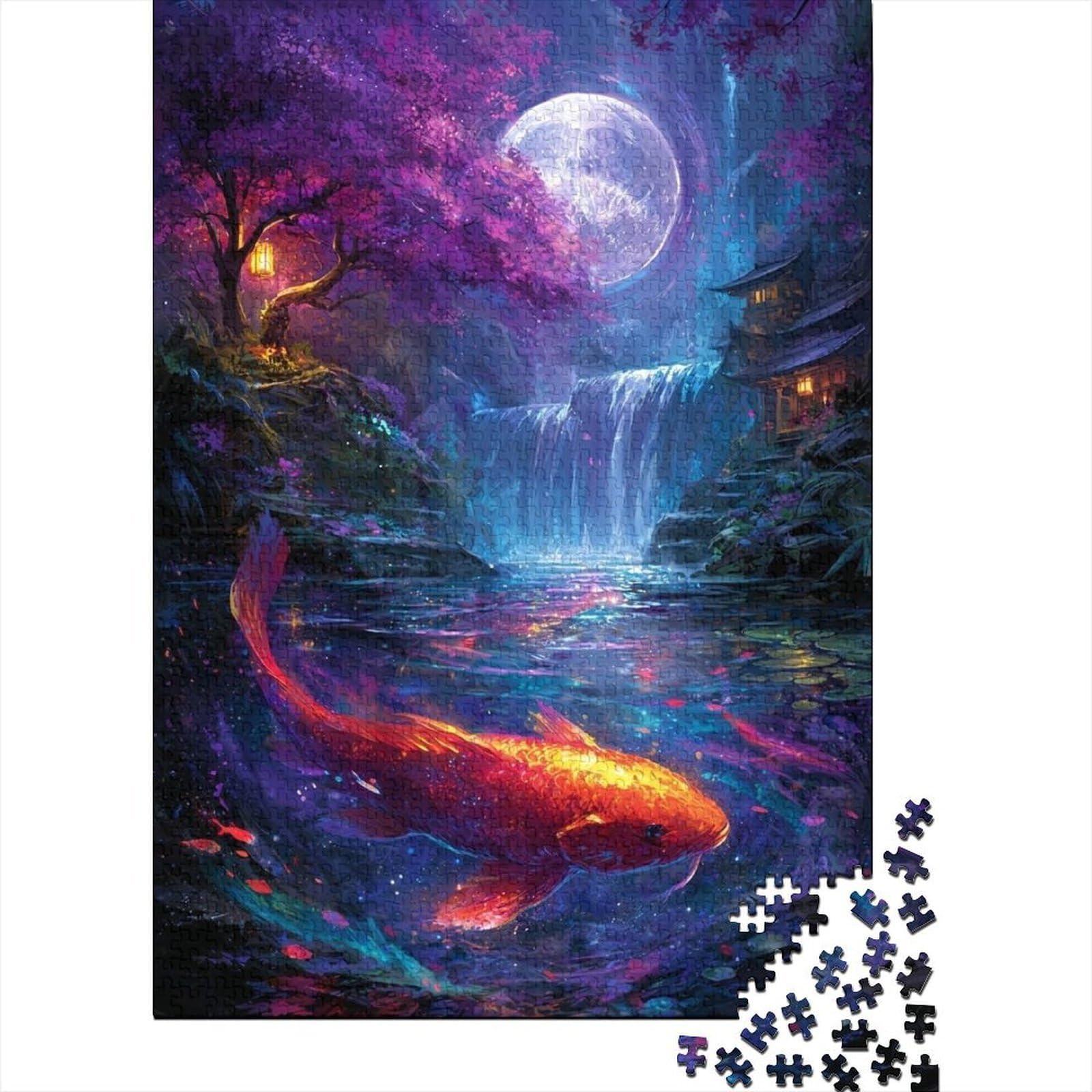 koi pond 1000pc jigsaw puzzle paper adult waterfall leisure hobby