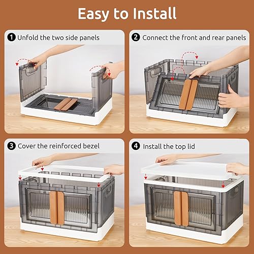 Miniatura 6 de Z ZONAMA Contenedores de almacenamiento con tapas, organizadores plegables de armario y almacenamiento de 8.4 galones, organizador de armario