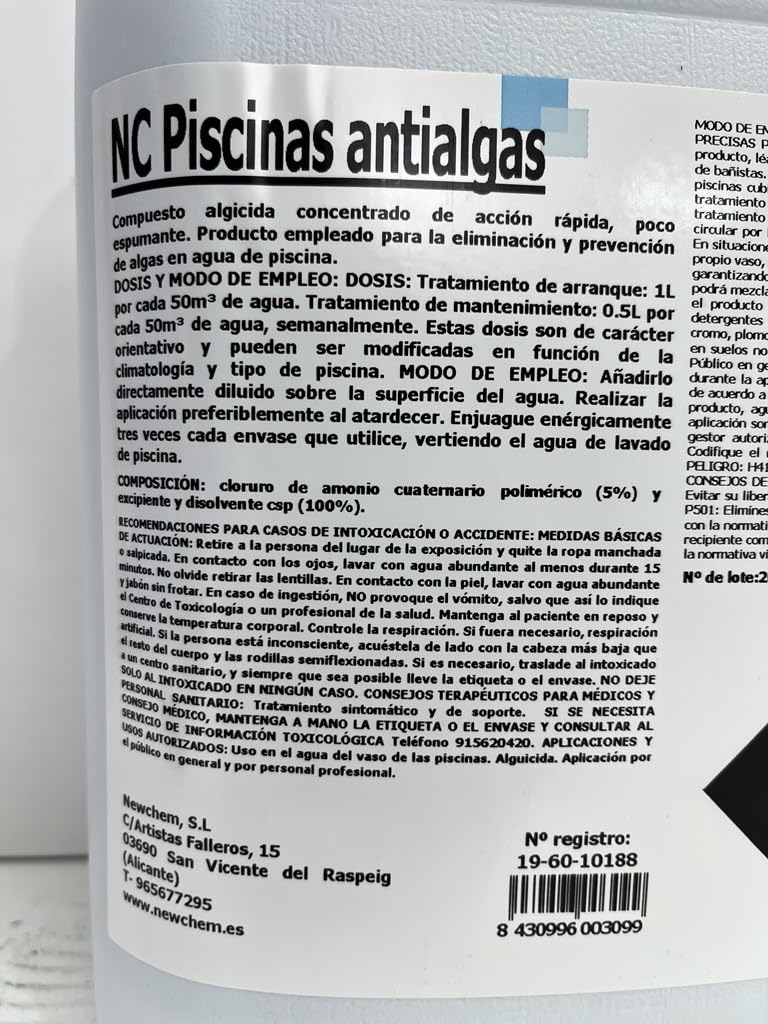 NC Algicida Concentrado de Acción Rápida – No Espumante. Formato 5 litros