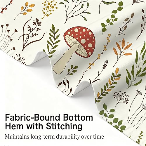 Miniatura 7 de DYNH Bonita cortina de ducha de hongos, cortina de bañera con hojas verdes botánicas florales bohemias, flores retro, decoración de baño con