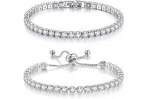 2 Pcs Adjustable CZ Diamond Tennis Bracelets for Her
