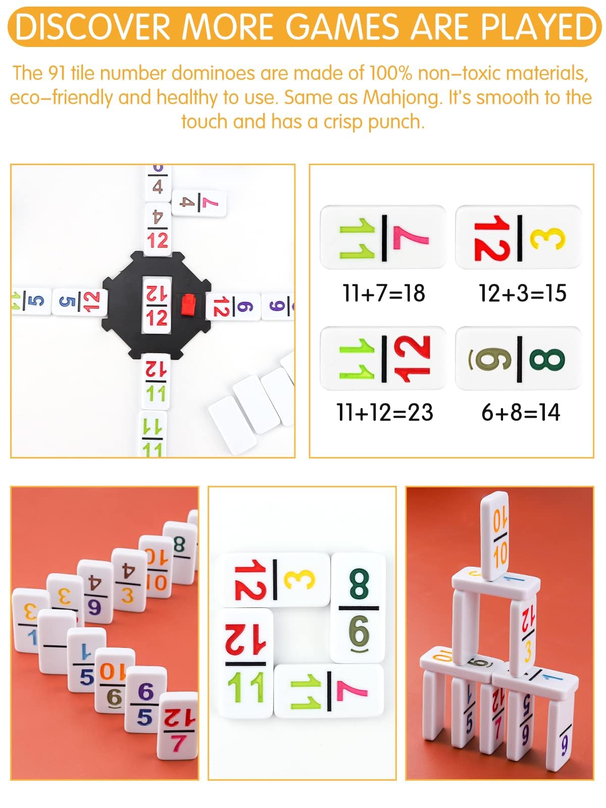 Kalolary Double 12 Jeu de Dominos du Train Mexicain, 91 Jeux Dominos Numérotés dans Boîtier Aluminium avec Livret d'Instructions 9 Trains Jeu Table Fête Familiale en Forme d'Octogone (Style Chiffres)