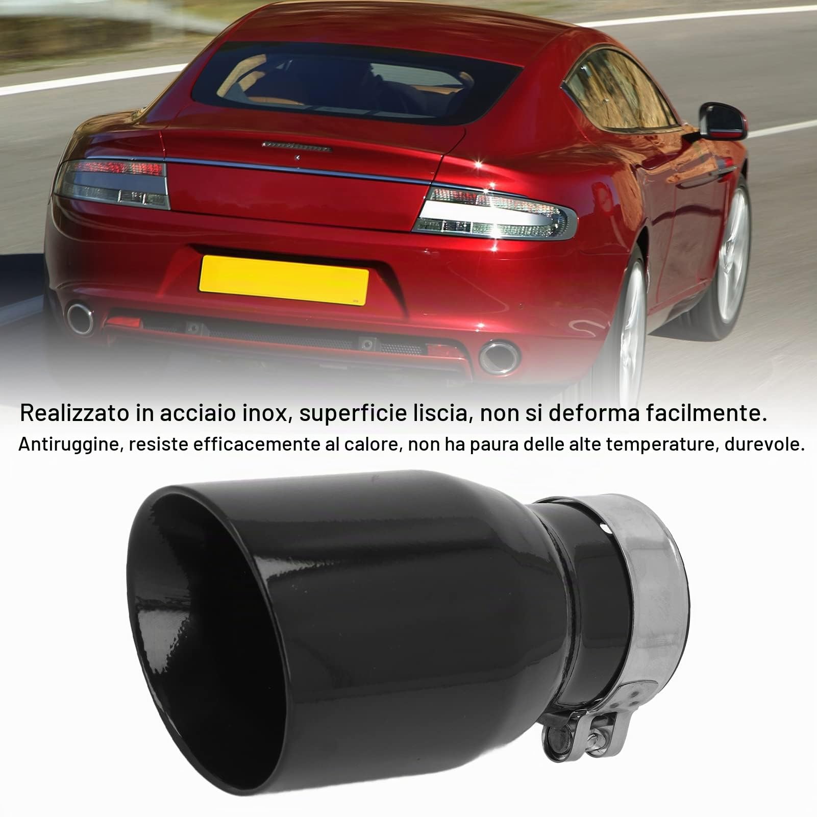 Aramox Terminale di Scarico, 160mm Punta di Scarico con Taglio Inclinato Ingresso Terminale di Scarico Auto 60mm Uscita 89mm Acciaio Inossidabile Nero per di Emissione
