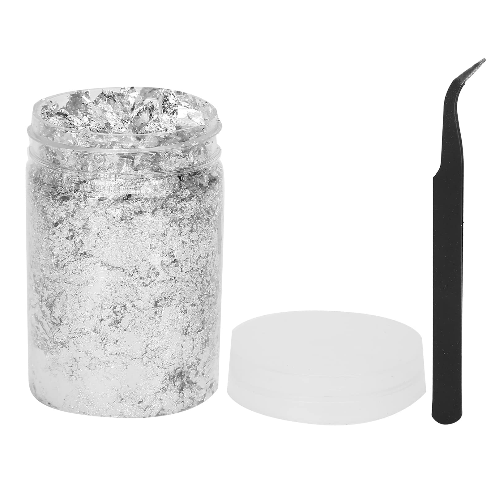 10g Nail Art DIY Gold Flakes Shiny Silver Foil Glitter Decoration Manicure Tool Silver Aluminum Metallic Foil Flakes for Resin Jewelry Making,Gold Leaf Gilding Resin Flakes,Nails,Painting Art, N