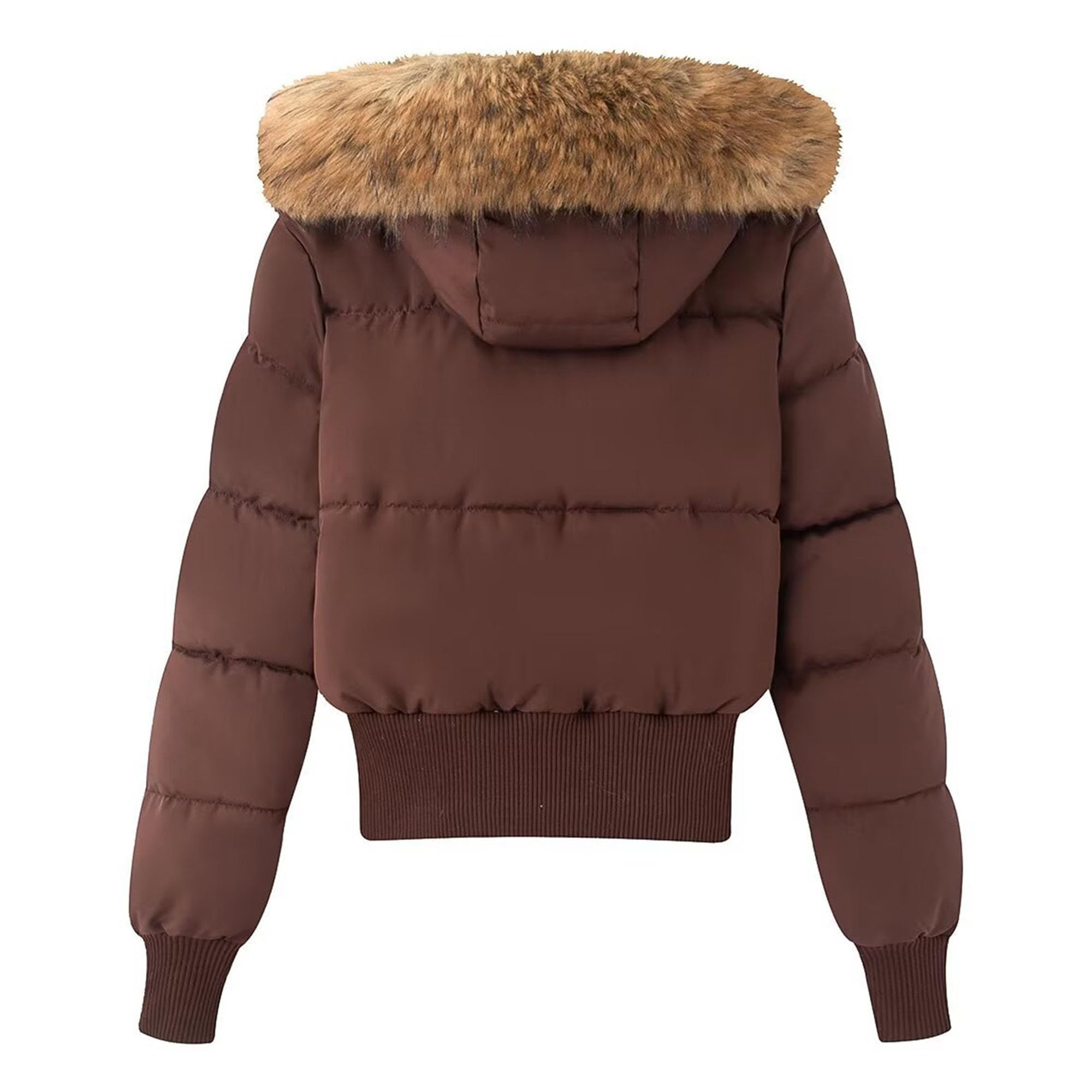 Bonita chaqueta corta acolchada de piel sintética para mujer, abrigo de