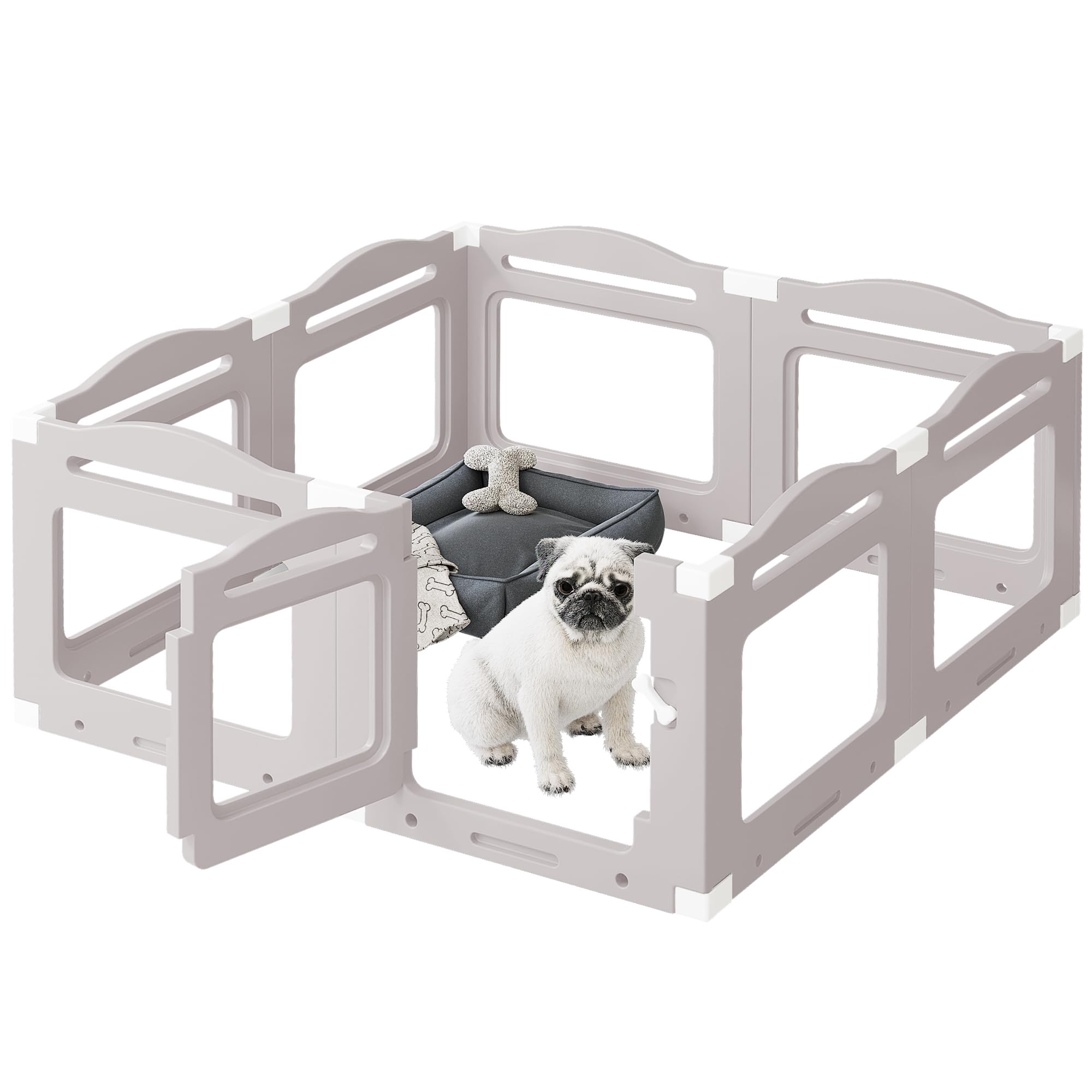 Acrylic Dog Playpen Indoor, Puppy Cat Small Pet Play Pen, 50.8" L x 50.8" W x 23.6" H Clear PlayPen for Cat Rabbit Ferret, Dog Fence Crate Whelping
