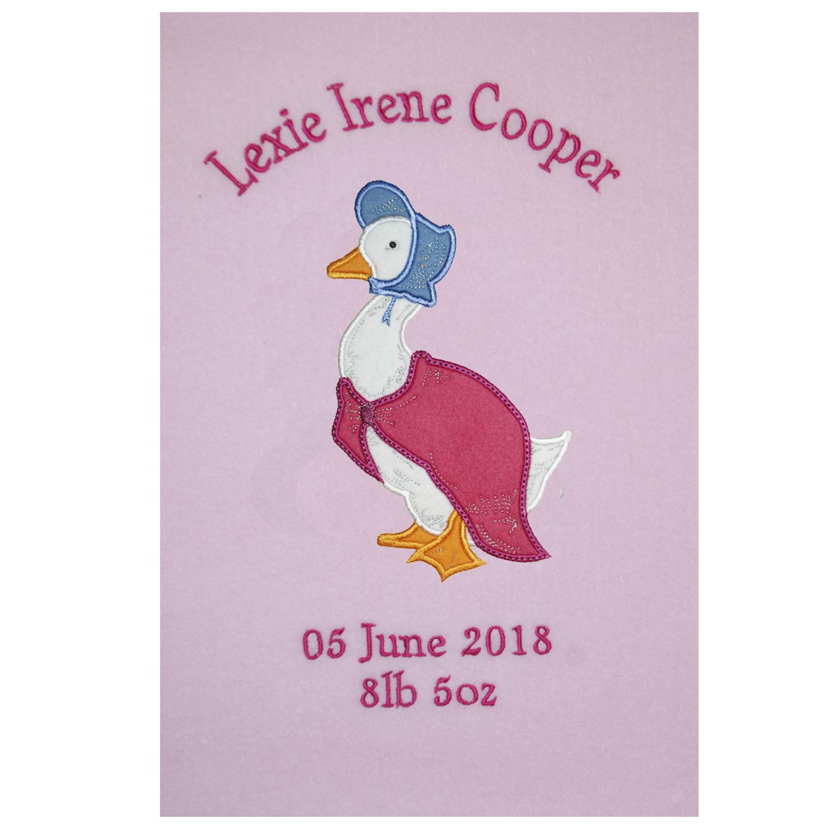 Oh Sew Simple 01 Baby Pink Jemima Puddleduck Personalised Super Soft Fleece Baby Blanket (01 Baby Pink)