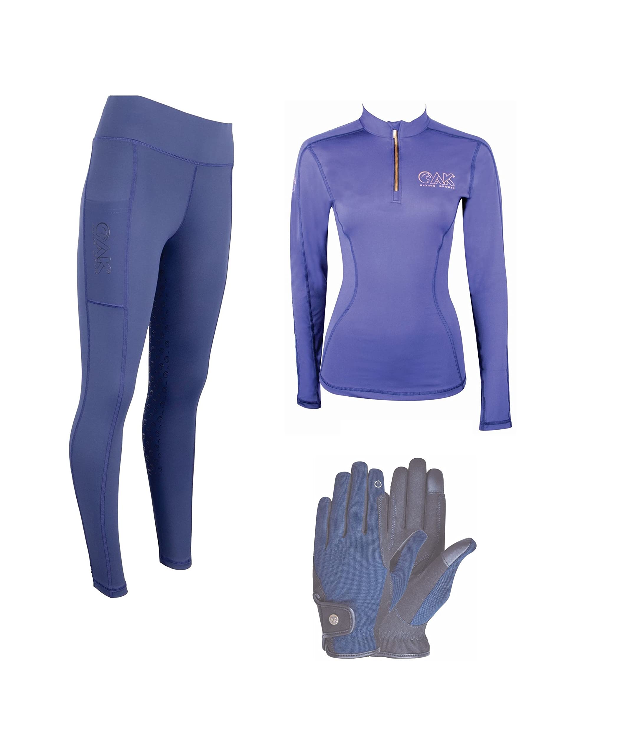Ak Riding Sports Women's Bundle Offer (All In One) Navy Ak Horse Riding Tights For High Waisted Breathable Equestrian Breeches Full Seat Silicone Grip Stretch Riding Leggings (Uk, Alpha, Xl, Regular, Regular, )